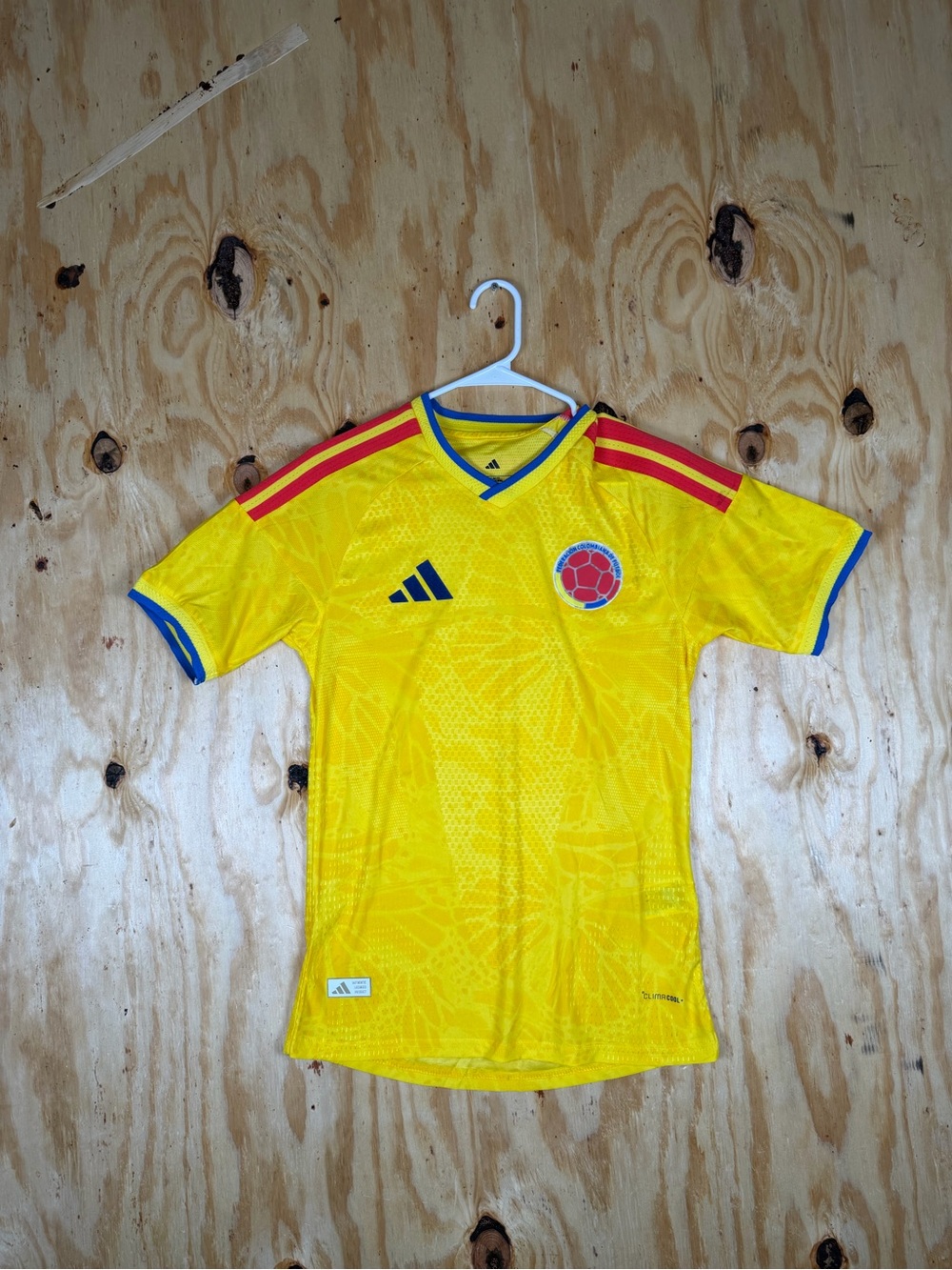 Adidas Yellow Kids Colombia Soccer Jersey with Red & Blue Accents Slim Fit